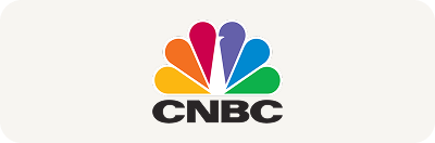 CNBC logo with colorful leaf design on a white background