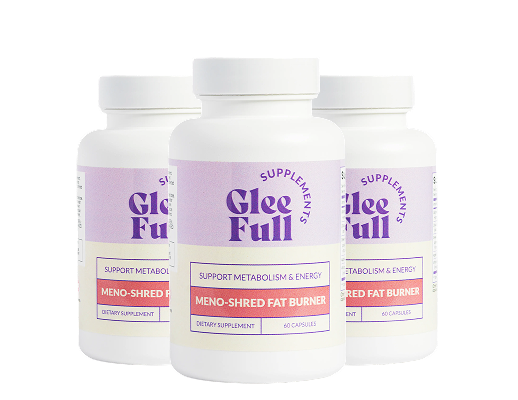 Three bottles of Gleefull Meno-Shred Fat Burner — 3-month supply