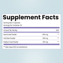 Supplement Facts for Bloat Buster. Serving size 2 capsules, 30 per container. Contains Senna Leaf Powder (600 mg), Oat Fiber Powder (200 mg), and Psyllium Husk Powder (200 mg). Daily Value not established.